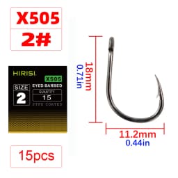 15 x PTFE Coated High Carbon Stainless Steel Barbed Fish Hook With Eye Carp Fishing Hook Link Accessories X505