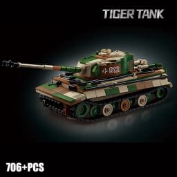 Military MOC Tiger Heavy Tank Army Main Battle Tank Soldiers Figures Building Blocks Bricks Set Toys For Boys Men Gifts