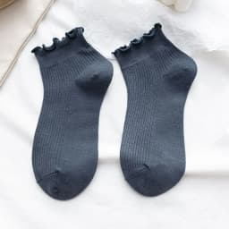 Cotton Women's Socks Frilly Ruffle Socks Spring Summer Casual Ankle Short Boat Socks Loose Knitting Solid Color Mid Tube Sock