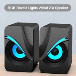 Computer Speakers with RGB Lights Mini Desktop Speaker Wired Volume Control Subwoofer Speaker for PC Computer Laptop