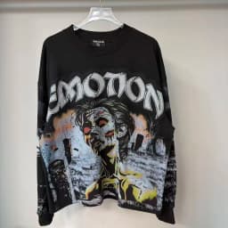 High Quality Designer MIXED-EMOTION Long sleeved T-shirt 100% cotton men's and women's Vintage Printed and hotfix rhinestone High Street Trendy Fashion Hip Hop T-shirt hoodie sweatshirt Pullover