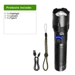 2000000LM Ultra-High Power Flashlight Digital Electronic Display Waterproof Torch Zoom Hand Light Outdoor Camping Lantern