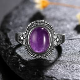 925 Silver Rings Natural Amethyst Gemstone Rings for Women Wedding Bands Anniversary Gift Fine Jewelry