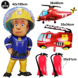 Jumbo Fireman Sam Balloons Fire Truck Foil Ballons Firefighter Themed Birthday Party Decortions Baby Shower Fire Engine Ballons
