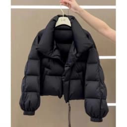 New Cotton Women Winter Warm Short Puff Jacket Korean Design Irregular Cotton Coat Trend Loose Thicken Parkas Tide Black White