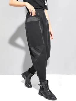 EAM High Elastic Waist Black Zipper Split Long Harem Trousers New Loose Fit Pants Women Fashion Tide Autumn 2026 1N796