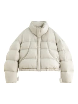 FSLE Winter 2025 Women Cloud-Like Puffer Coat - Stand Collar Short Down Jacket Lazy Chic Style Glossy Finish for Casual Comfort