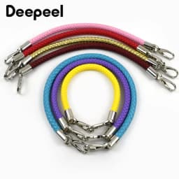 Deepeel 30-60cm Metal PU Leather Round Rope Bag Strap Handbags Handle Luggage Bags Silver Buckle Shoulder Belt Craft Accessories