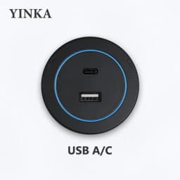 Track Socket Kitchen Wall Outlet, FR EU US UK Universal Standard Round Romovable Adapter Plug,Electrical Outlet with USB, Black
