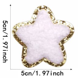 10pcs Set Chenille Self-Adhesive Patches Shiny Glitter Base Lightning Star Rainbow Patch for Bags Hats Jackets Clothing