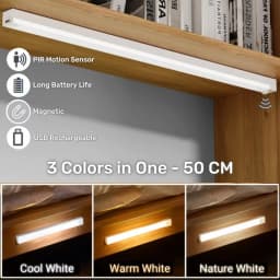 AITHEA Rechargeable Motion Sensor LED Cabinet Light Induction Night Light Portable Bar Lamp for Bedside Wardrobe Closet Aisle