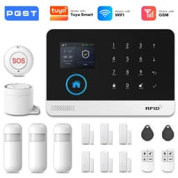 PGST 4G WiFi GSM Wireless Alarm System Home Security Protection Alarm System Set PIR Sensor Works with Tuya Smart Life Alexa