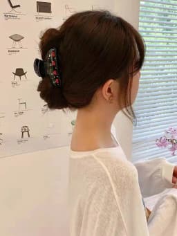 Cute Cherry Pie Acetate Hair Clip, Back of the Head Updo Claw Clip, Nice Hair Accessories New Design Rhinestone Hair Ornament
