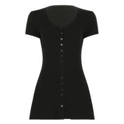 Casual Sold A-Line Dress Elegant Slim Fitting Button V-Neck Short Sleeve Mini Dresses For Women 2025 Fashion Streetwear Ladies