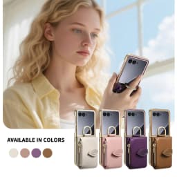 Luxury Zipper Leaf Magnetic Ring Holder Mirror Cards Solt Leather Phone case For Motorola Razr 60 50 Ultra Shockproof Cover