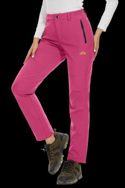 TACVASEN Women's Winter Ski Snow Softshell Fleece Lining Pants Hiking Trekking Mountain Trousers Cargo Warm Work Zipper Pockets