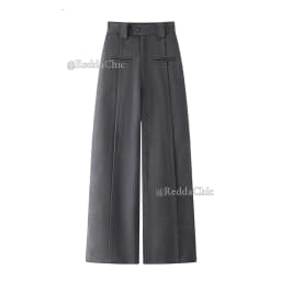 REDDACHiC Modern Women's Pleated Wide Leg Pants Plus Size Casual Slant Pocket Draped Long Suit Trousers Work Office Lady Bottoms