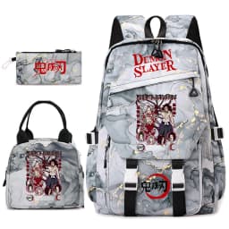 Demon Slayer Anime Backpack Set for Girls Demon Slayer 3Pcs School Bag Lunch Kit Pouch