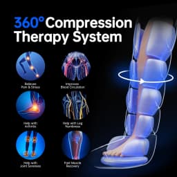 Leg Compression Massager for Circulation and Pain Relief,Air Compression Boots Sleeve for Fast Recovery,Cordless Leg Massager for Muscle Relaxation- for Athletes, Runners, Gym (Pair)