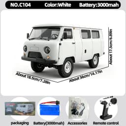 WPL C104 1:12 4WD Off‑Road Van Truck RC Car Four‑Wheel Drive UAZ‑452 Simulated RC Model Vehicle Electric Toy Car for Boys Adults