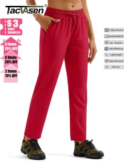 TACVASEN Womens Hiking Pants Lightweight Quick Dry UPF 50 Travel Pants Water Resistant Elastic Waist Golf Pants With Zip Pockets