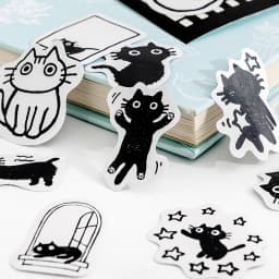 45 Pcs Kawaii Black Cat Series Self-Adhesive Stickers Cute Cat Laptop Decorations for Planners Scrapbooking