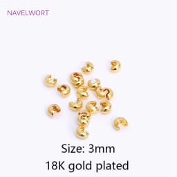 18K Gold Plated Open Crimp Beads Covers Brass Stripe Crimp End Beads Stopper DIY Handmade Crafts Accessories For Jewelry