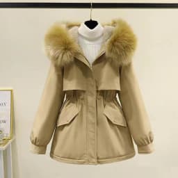 Women's Winter Warm Hooded down Jacket Coat Street Style Loose Fit Knitted Long Sleeve Mid-Length Overcoat from China