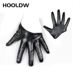 Women Sexy PU Leather Gloves Punk Dancing Half Palm Gloves Street Dance Performance Party Show Costume Fingerless Gloves Mittens