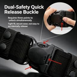 Adjustable Military Tactical Belt for Men, Wear Resistant Nylon Webbing Belt with Double Lock Safety Buckle, Outdoor Camping Hun