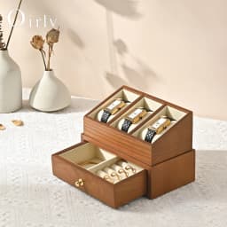 Oirlv 3 Grids Solid Wood Watch Box For Ring Necklace Watch Holder Storage Case With Drawer Jewelry Organizer Box Watch Display