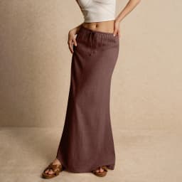 Women's Basic Versatile Drawstring Low Waist A Line Casual Skirts Sexy Tight Solid Color Bodycon Long Maxi Skirts