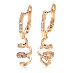 Kinel New 585 Rose Gold Drop Earrings for Women Natural Zircon Bridal Wedding Geometry Rotate Earrings Fashion Daily Jewelry
