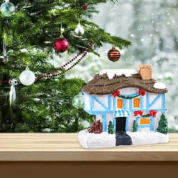 Resin Christmas LED Light Scene Snow House Small Village House Xmas Ornament Glow Decoration New Year Gift 2023