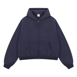 Custom LOGO women's Autumn Winter New 370G Heavy Fleece BOXY Short and Wide Double Head Zipper Cardigan Couple Hooded Sweater
