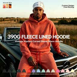 JMD Retro Winter 390gsm Washed Fleece Solid Hoodie For Man Unisex Boxyfit Distressed Soft Warm Hooded Pullovers Coat QH0161