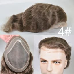 1B20 1B80 Grey Silver Hair Toupee for Men Mono Base with PU Human Hair Pieces Replacement System Lace Front Natural Hairline