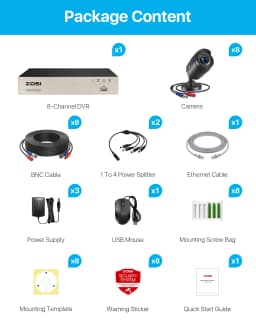 ZOSI 8CH CCTV System H.265+ 5MP Lite HD-TVI DVR Kit 8 1080p 2MP Home Security Outdoor Night Vision Camera Video Surveillance Kit