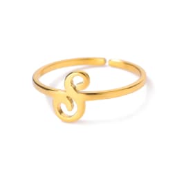 Initial Letter Rings For Women Gold Color Stainless Steel A-Z Letter Adjustable Ring Aesthetic Wedding Christmas Jewelry Gift