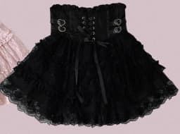 Japanese Mine Style Lace Splicing Short Skirts High Waist Lace-up A-line Heart Leather Buckle Sweet Versatile Mini Skirt Women