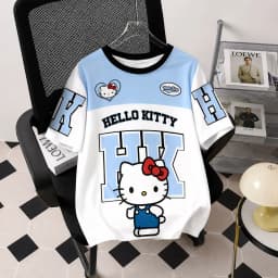 2026 Summer Hot Sale Hello Kitty 3D Printed Cartoon T Shirt Round Neck Casual Streetwear Fashion Cute Trendy Kids Adults Unisex
