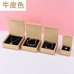9*9*3.5cm Paper box custom logo necklace magnet box with sponge personalized logo jewelry package bulk flip cardboard box