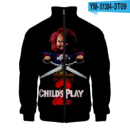 Coats Horror Movie Chucky Stand Collar Jackets Seed of Chucky Sweatshirt Cosplay Costume Long Sleeve Zipper Hoodies