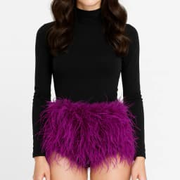 Real Ostrich Feather Fur Short Pants Hot Pants Sex Fashion 23A0409