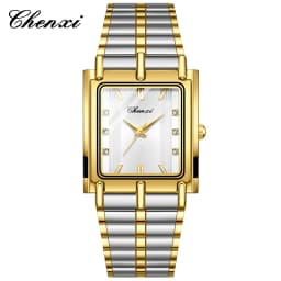 CHENXI 106 New 1pc Fashion Couple Exquisite Rectangle Watch Quartz Top Brand Stainless Steel Male and Female Couple Watch Gift