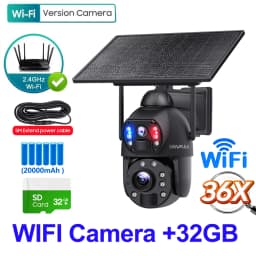 SHIWOJIA 36X ZOOM 12MP 4G SIM Solar Camera Outdoor 360° Wireless WIFI Battery Security Cameras with Solar Panel PIR Night Vision