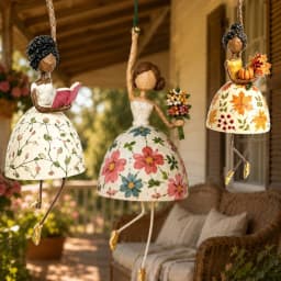 Hand Painted Ballerina Lady Figurine with Dangling Legs Whimsical Dancing Lady Hanging Ornament Vintage Women's Shaped Decor