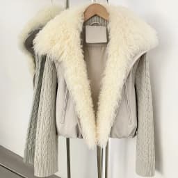 OFTBUY 90 White Duck Down Jacket Knit Sleeve Zipper Pockets Drawstring Short Coat Women Winter Real Curly Lamb Wool Fur Collar