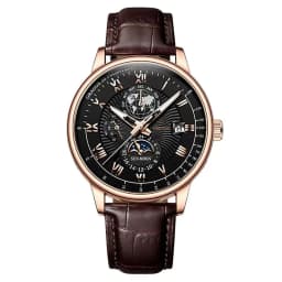 Luxury Man Watch Waterproof Chronograph Moon Phase Pattern Luminous Quartz Wristwatch Leather Strap Men Casual Clock