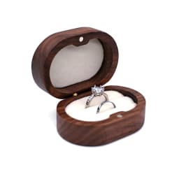 Handmade Walnut Wood Ring Box with Transparent Lid Romantic Engagement Jewelry Case for Couple Custom Engraved Personalized Name